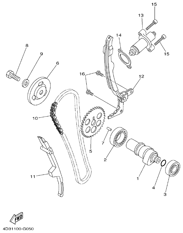 Yamaha 250RAP CAMSHAFT & CHAIN parts diagram
